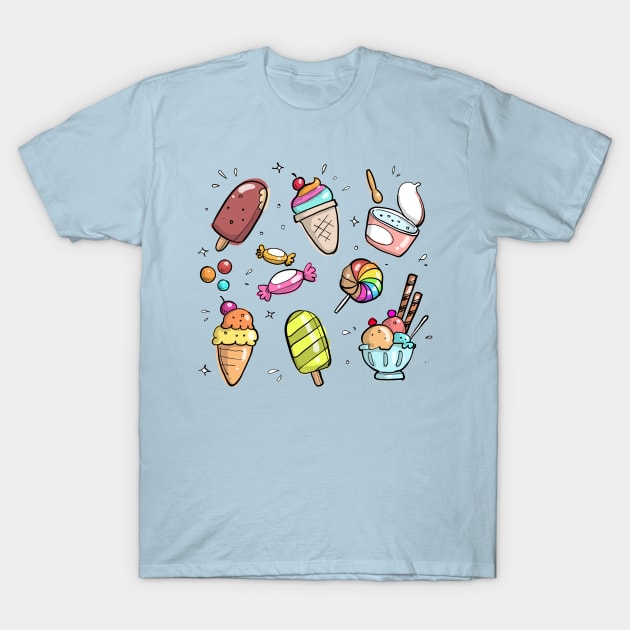 candy and ice cream set T-Shirt by PhiloArt